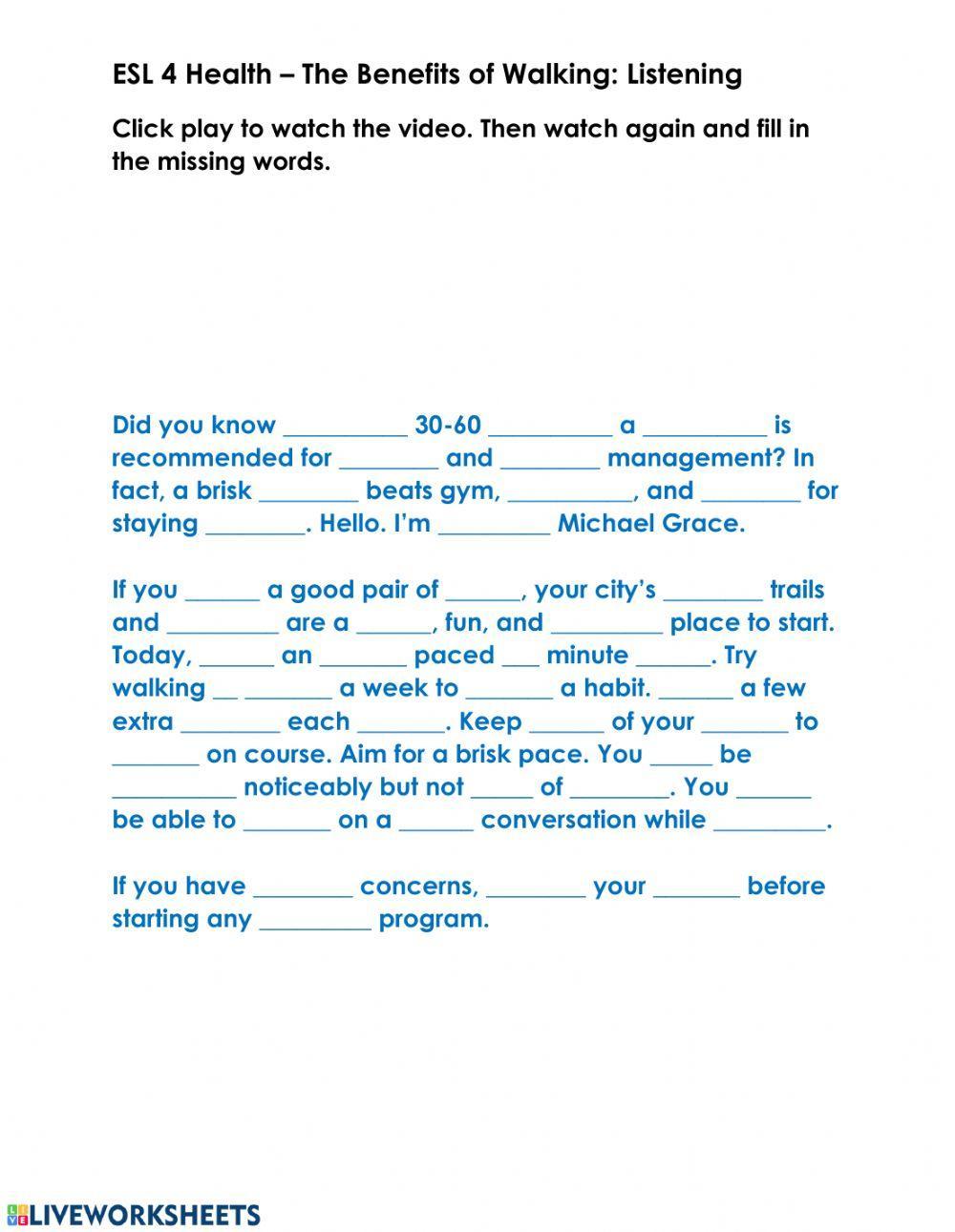 listening-benefits-of-walking-worksheet-live-worksheets