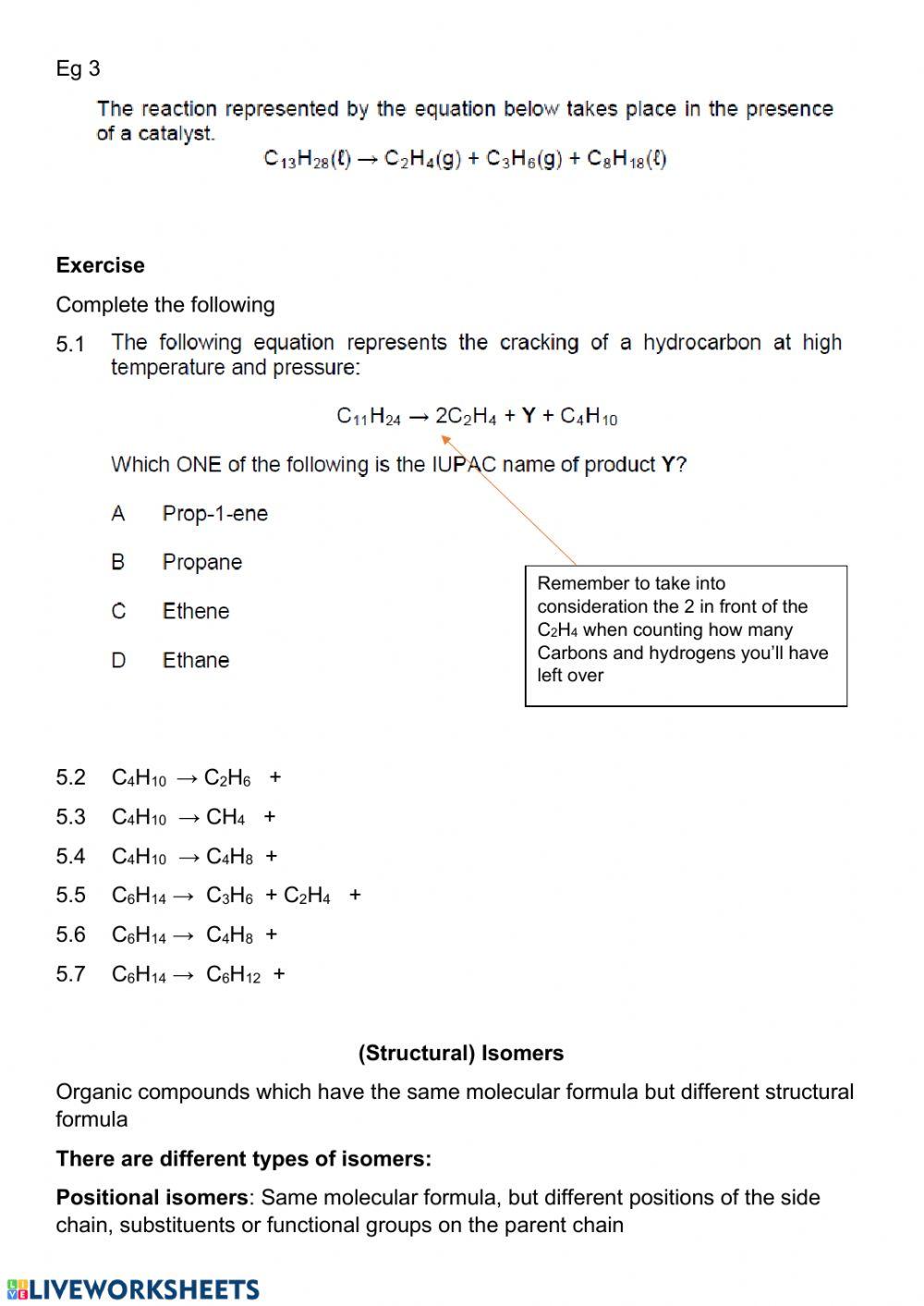 Organic chem combustion and esterification