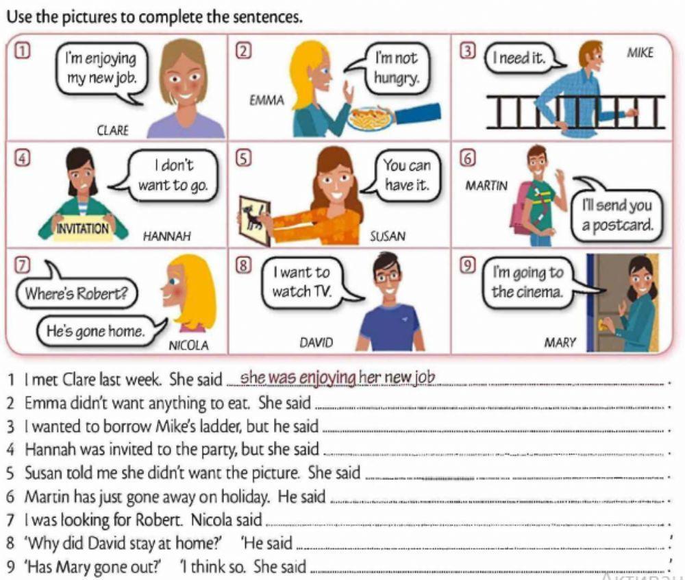 Reported Speech online pdf worksheet for Pre-Intermediate | Live Worksheets