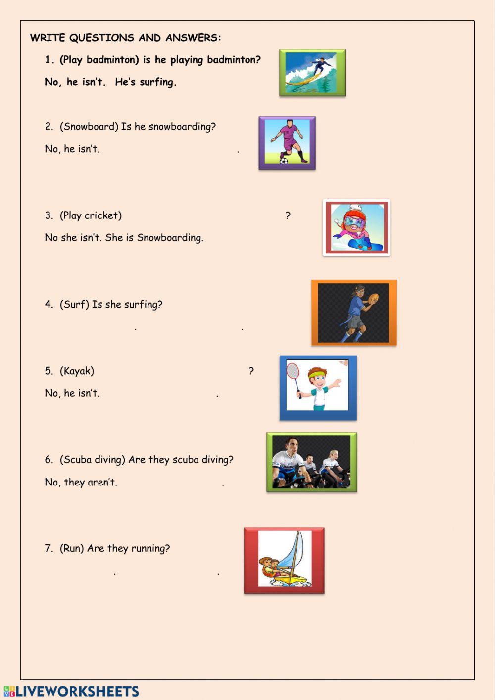 Present continuous - sports