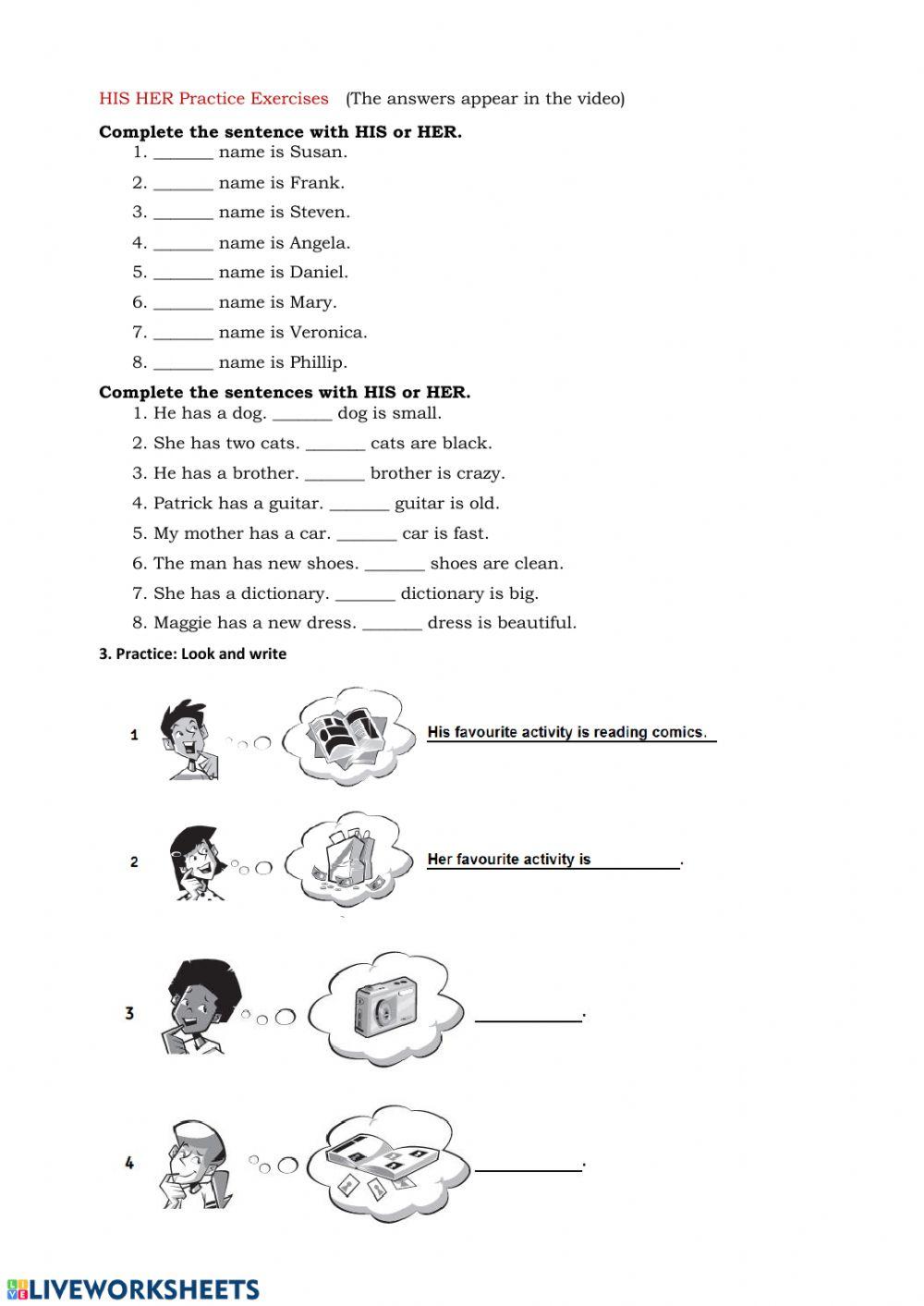 His -Her | Free Interactive Worksheets | 76819