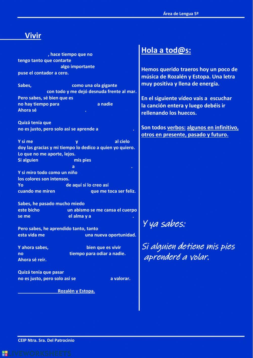 Letra de Vivir. Rozalén y Estopa