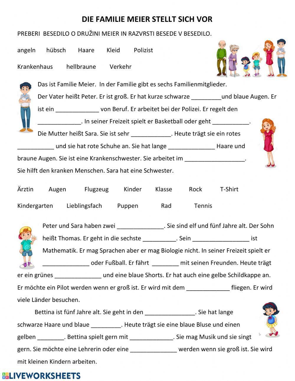 Die Familie Meier stellt sich vor - Arbeitsblatt 1