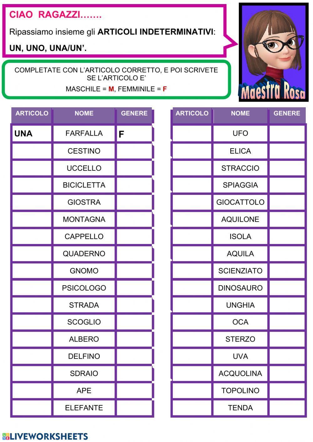 Articolo indeterminativo