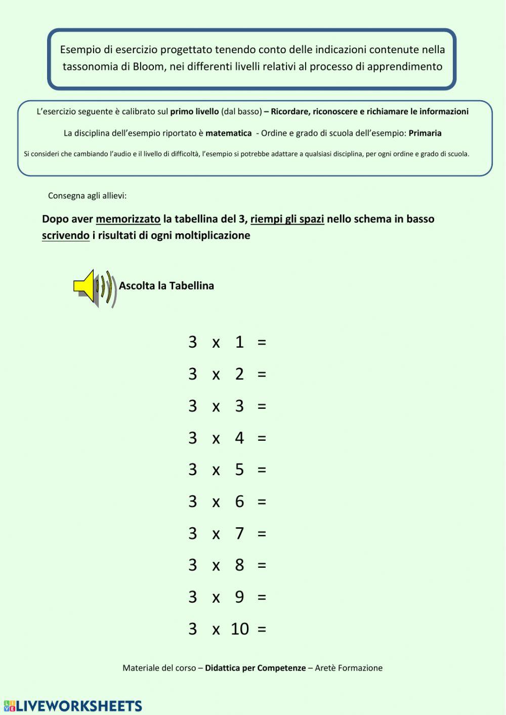 Memorizza, riempi gli spazi scrivendo (con tabella) cod.10