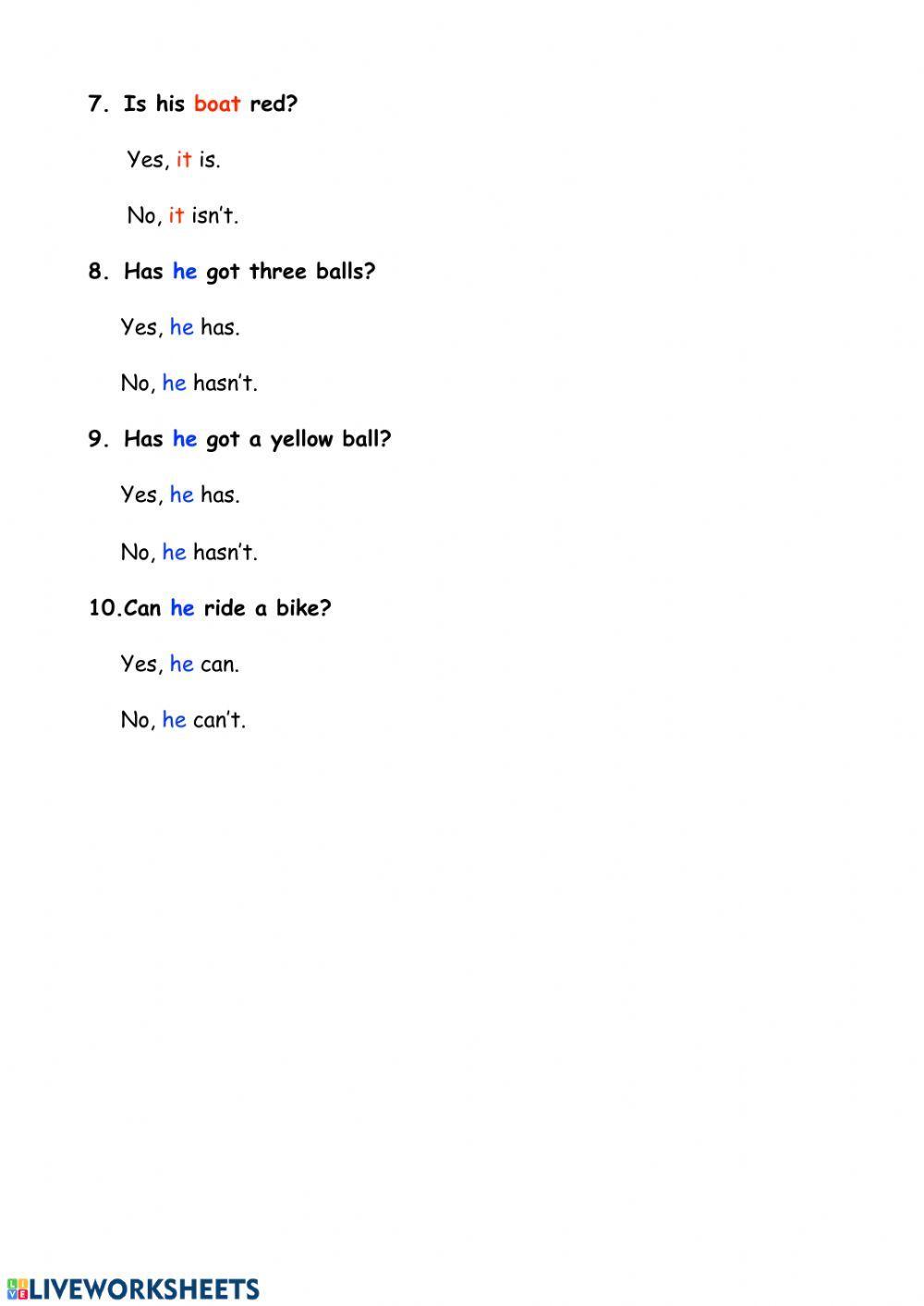 Reading comprehension: Jack