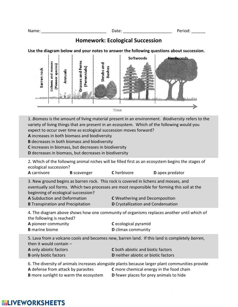 ES: Ecological Succession HW