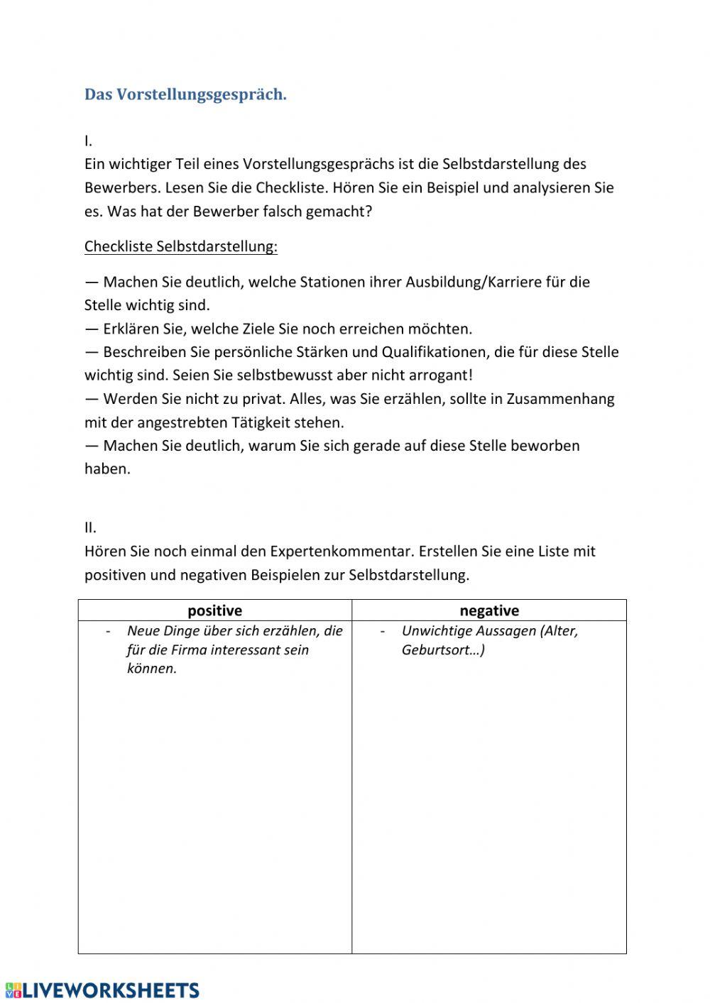 Vorstellungsgespäch 