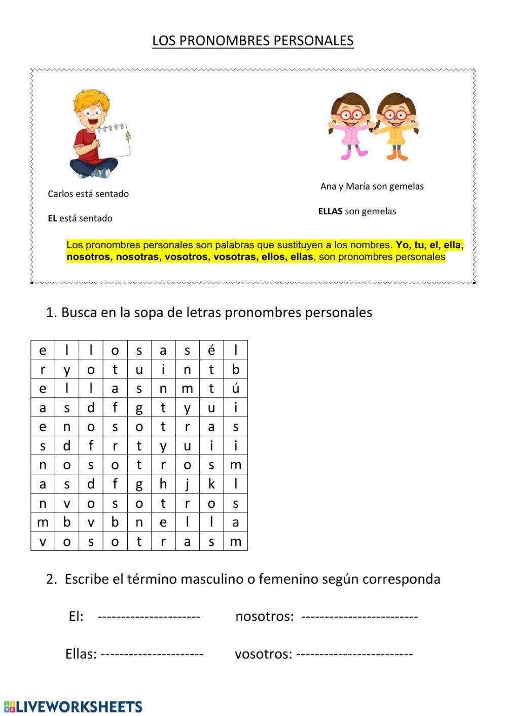 Los pronombres personales Los pronombres personales