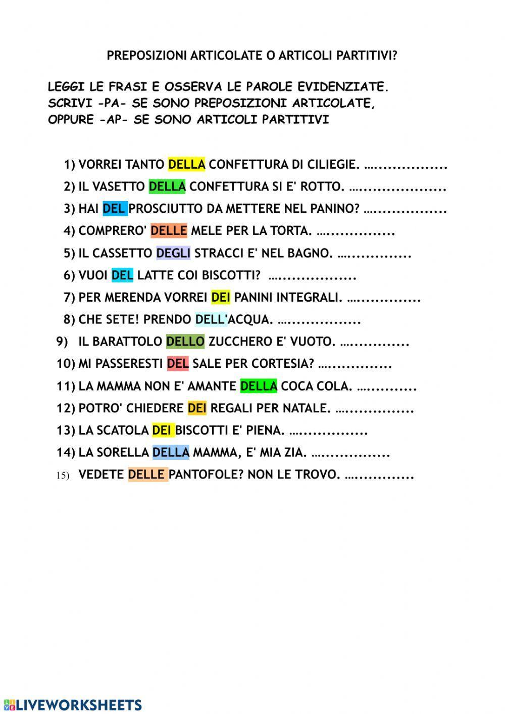 Articoli partitivi o preposizioni articolate?