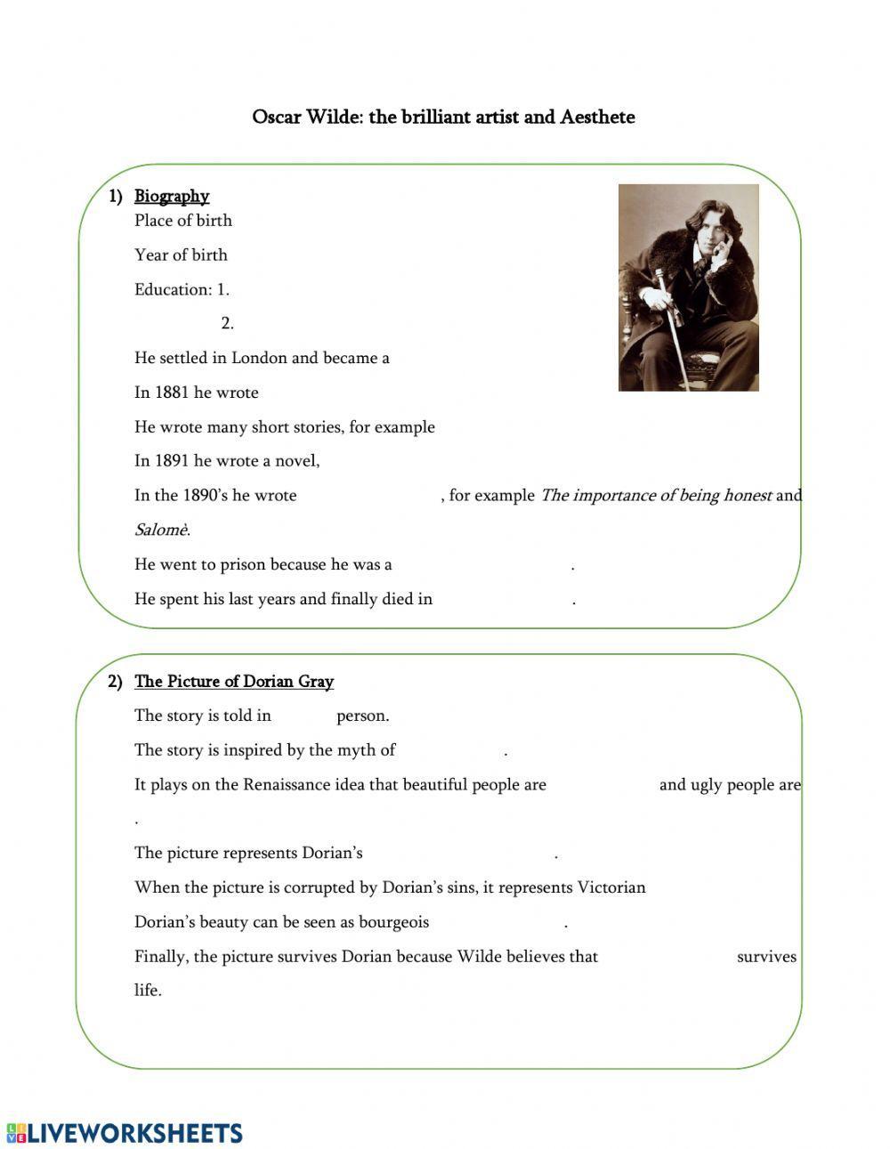 Oscar Wilde and The Picture of Dorian Gray Oscar Wilde and The Picture of Dorian Gray
