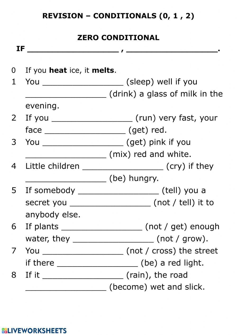 Revision - CONDITIONALS Revision - CONDITIONALS