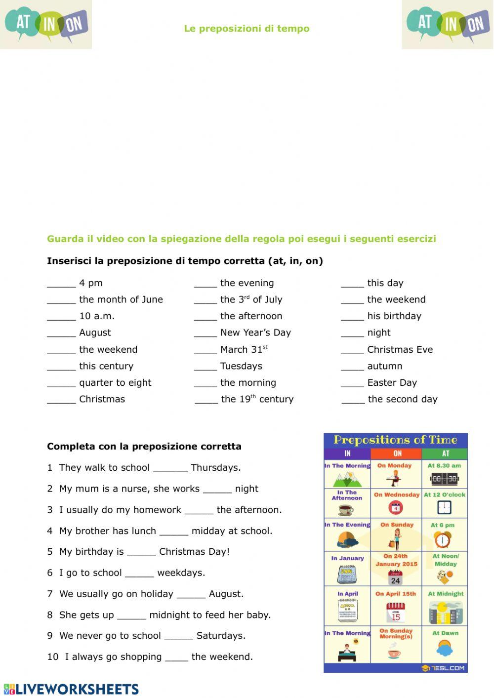 Preposizioni di tempo
