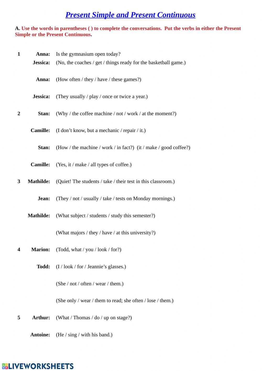 Present Simple and Present Continuous