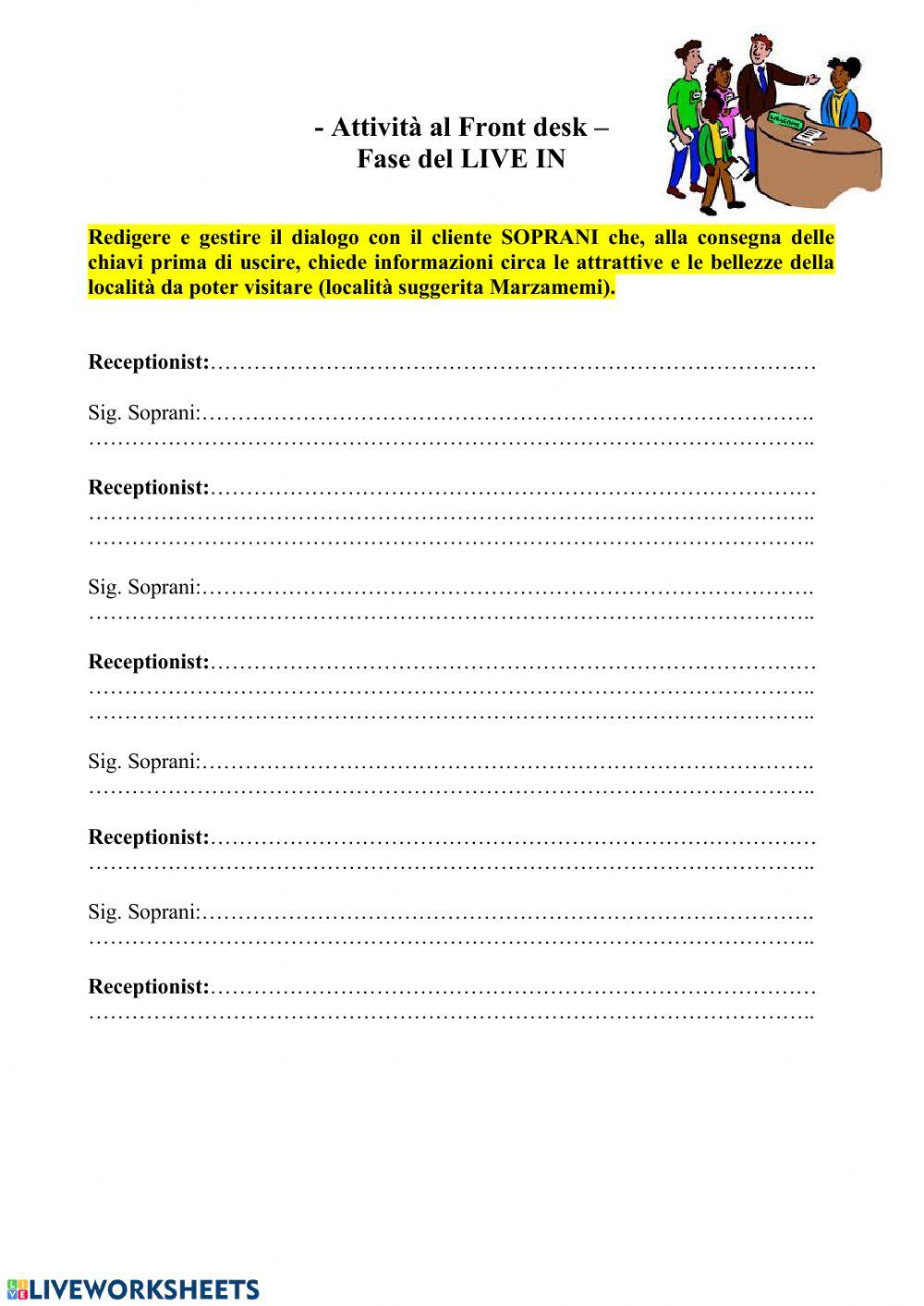 Attività al Front Desk: conversazione