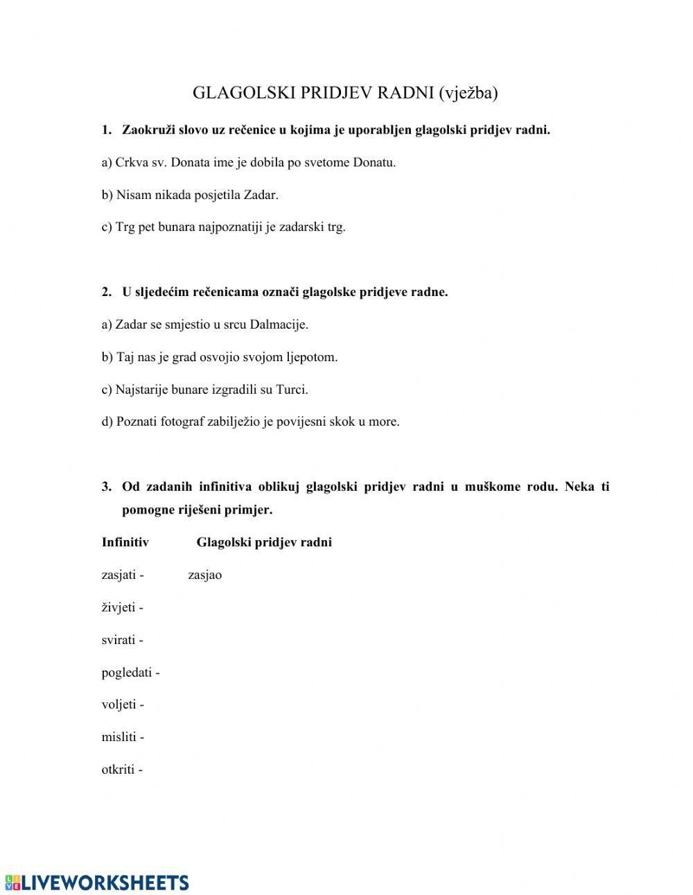 Glagolski pridjev radni