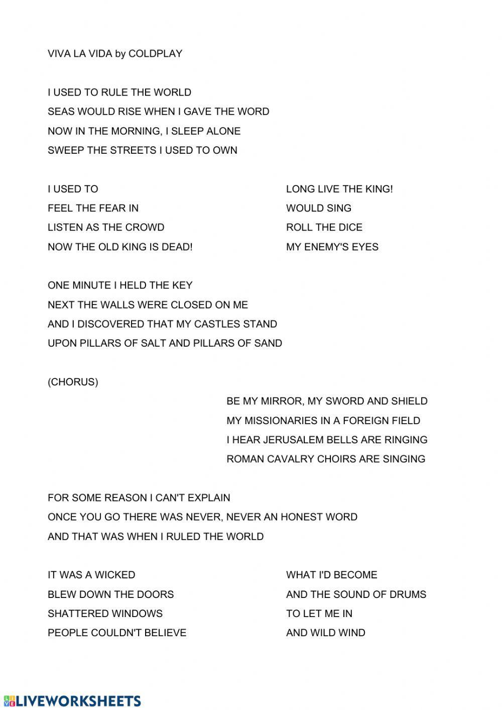 VIVA LA VIDA BY COLDPLAY