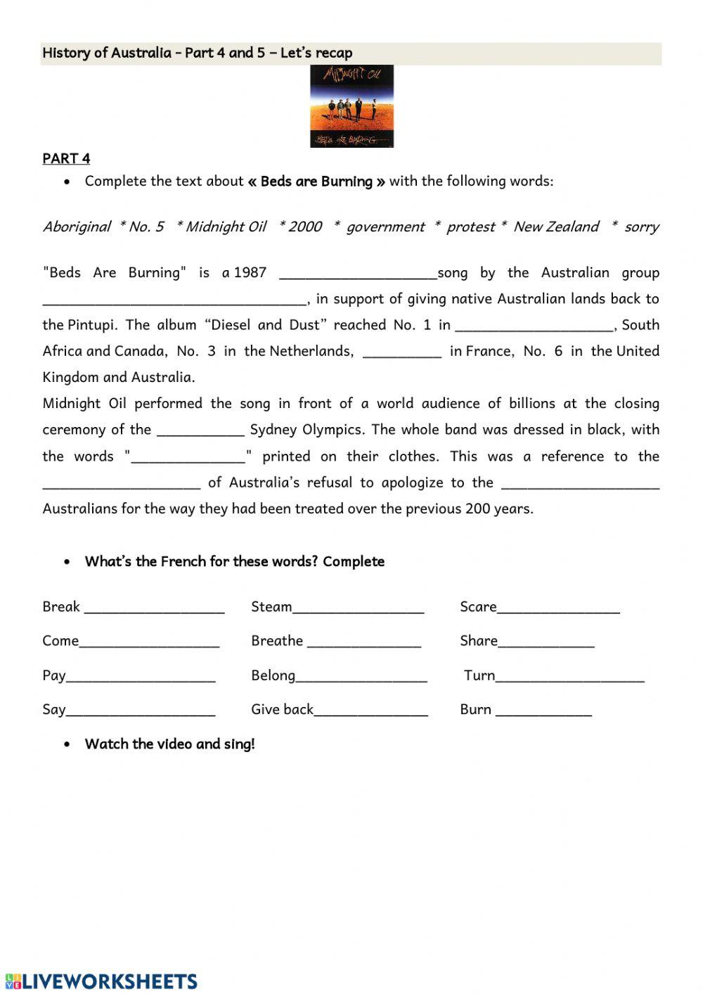 Recap part 4 - 5 - History of Australia