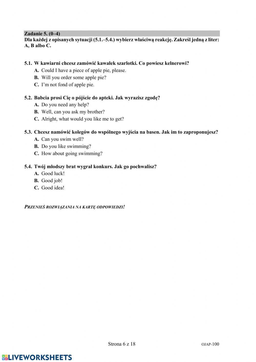 Egzamin ósmoklasusty próbny 2020