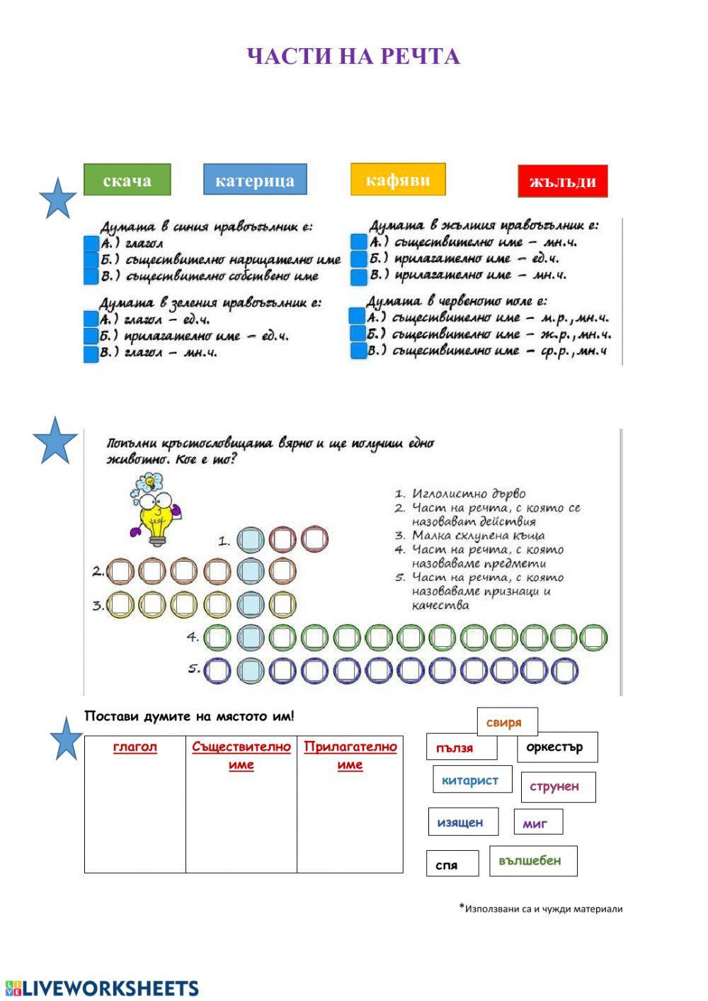 Части на речта online exercise for | Live Worksheets