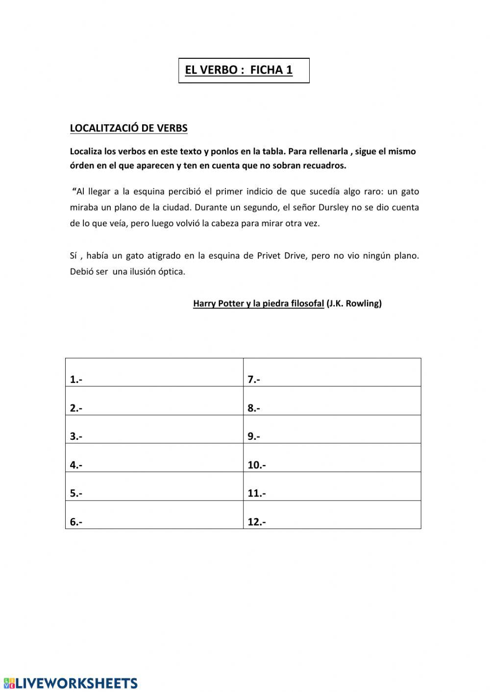 Localización de verbos