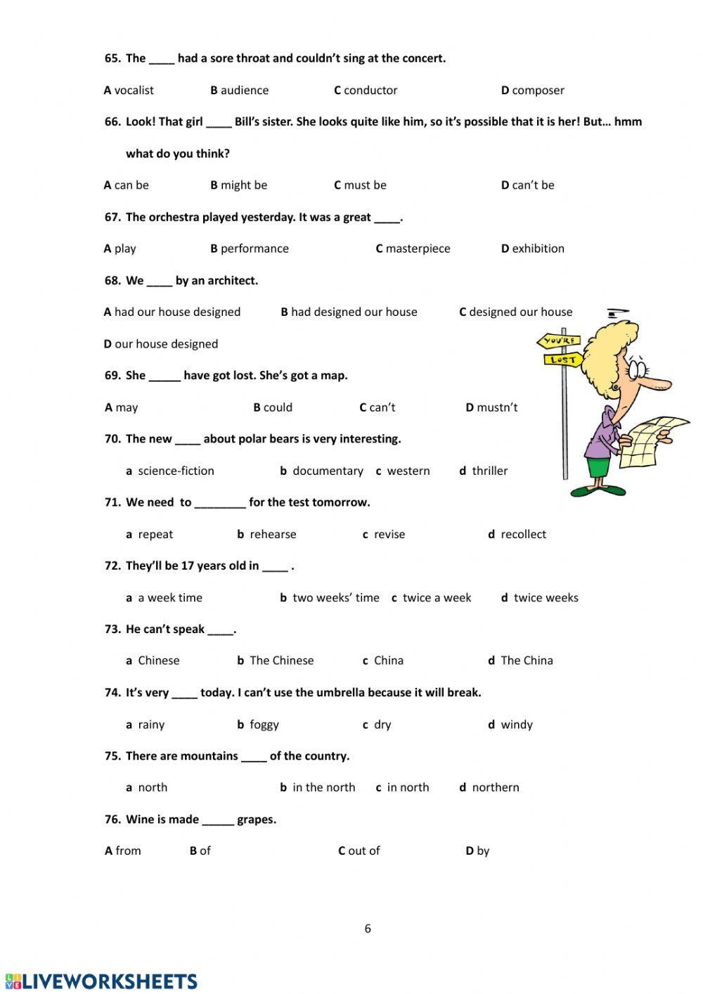 Placement test. Grammar and vocabulary. B1. B1+