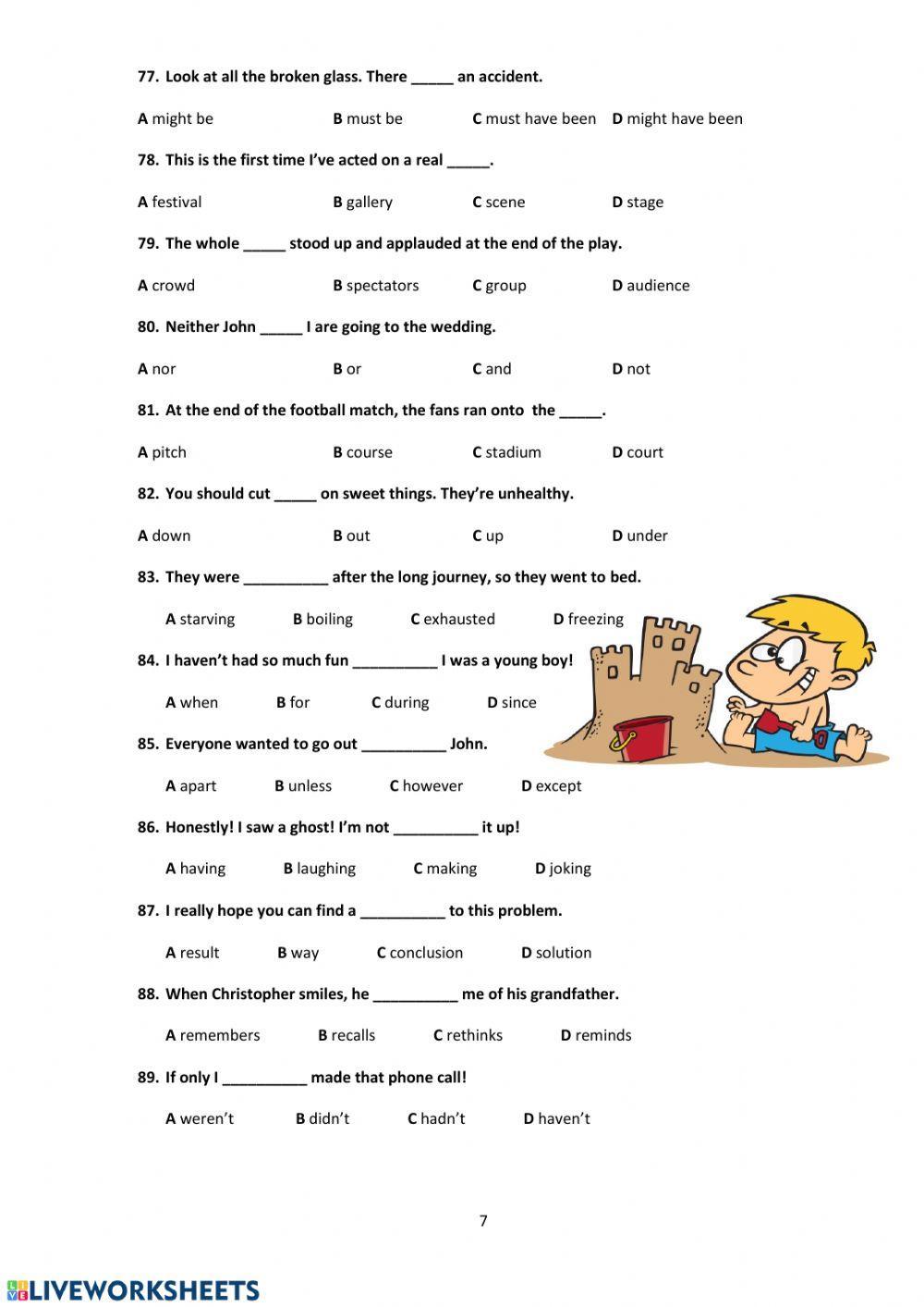 Placement test. Grammar and vocabulary. B1. B1+