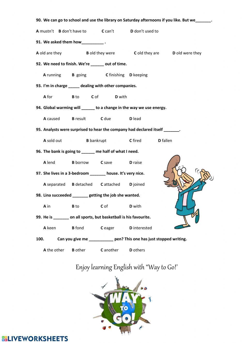 Placement test. Grammar and vocabulary. B1. B1+