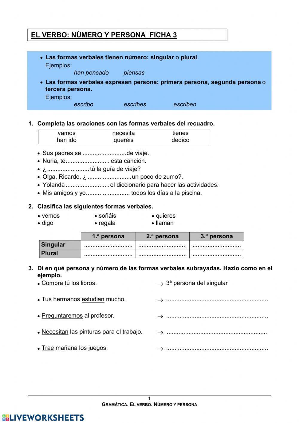 Numéro y persona del verbo