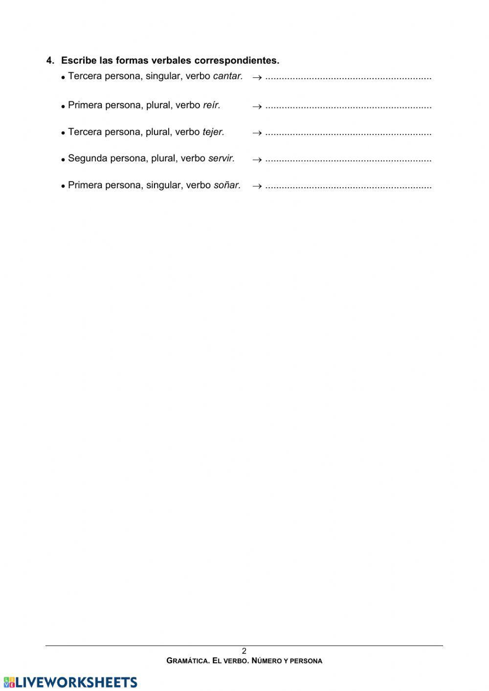 Numéro y persona del verbo