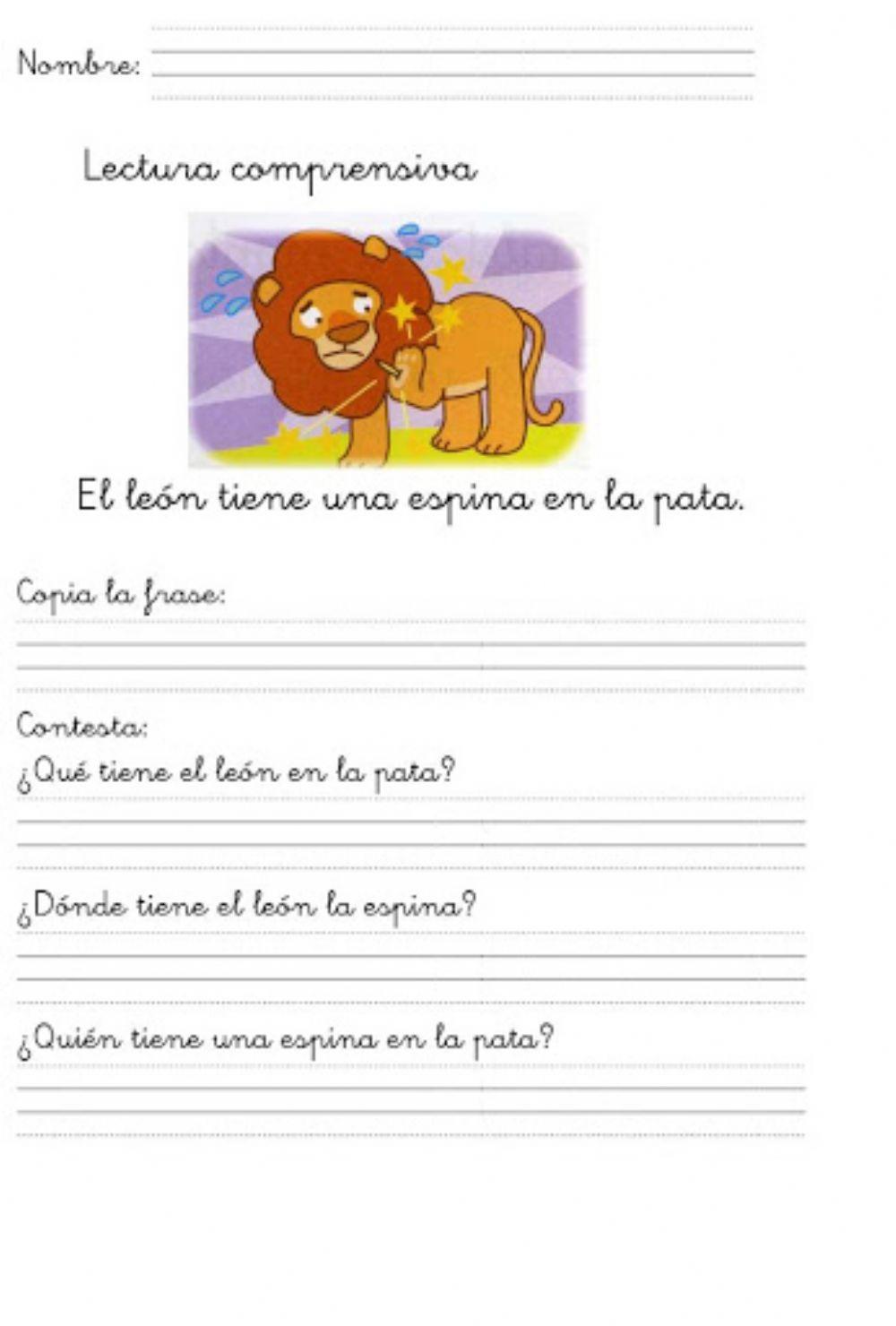 Lectura comprensiva de frases 5