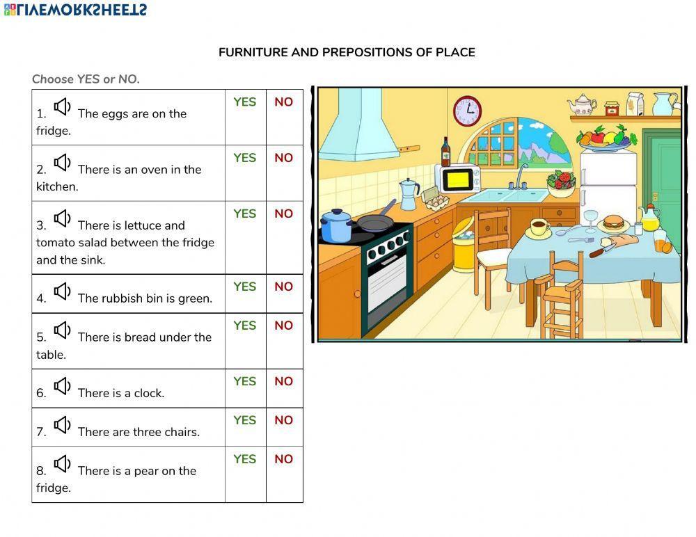 Furniture and Prepositions of Place