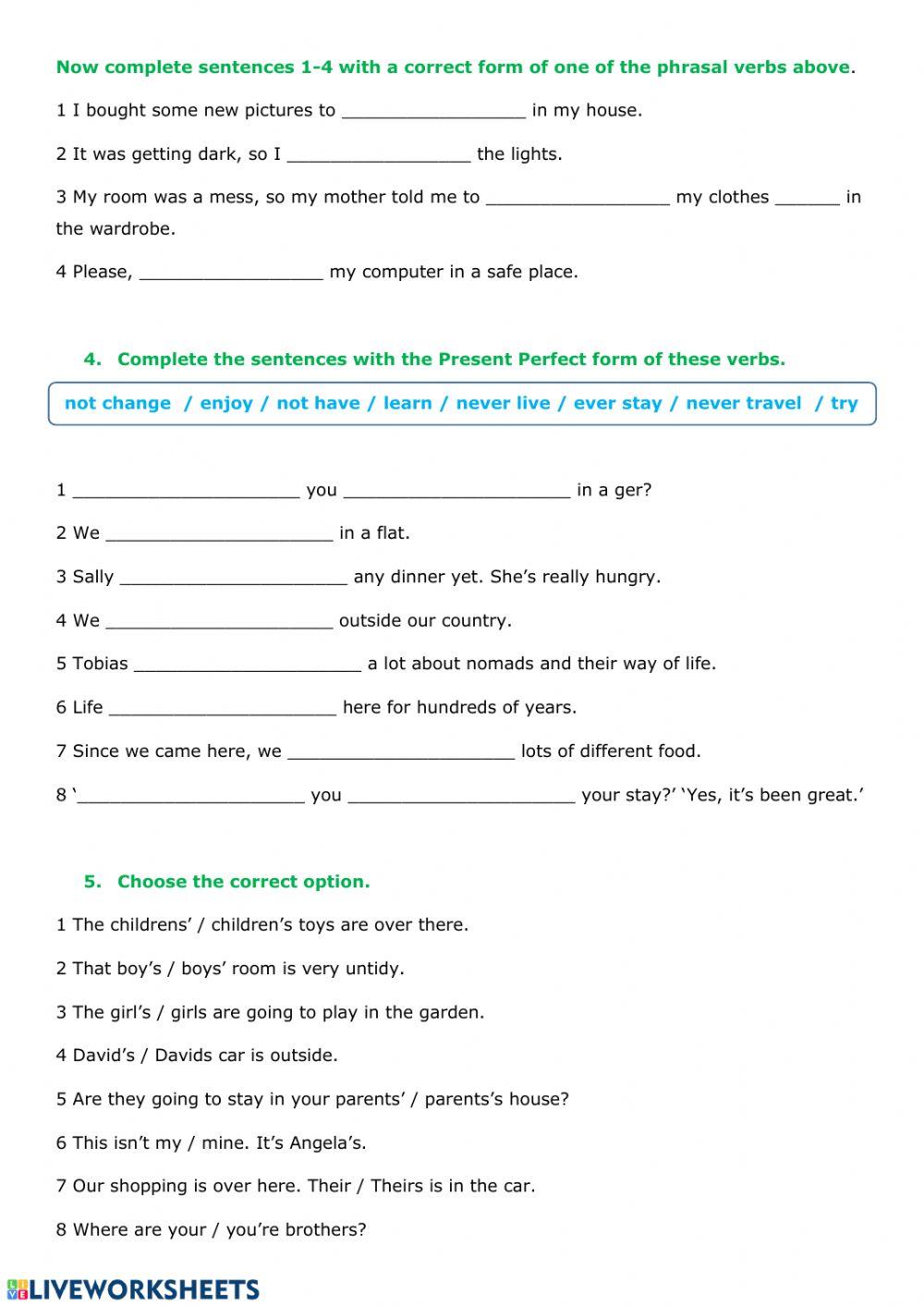 Present Perfect, possessives