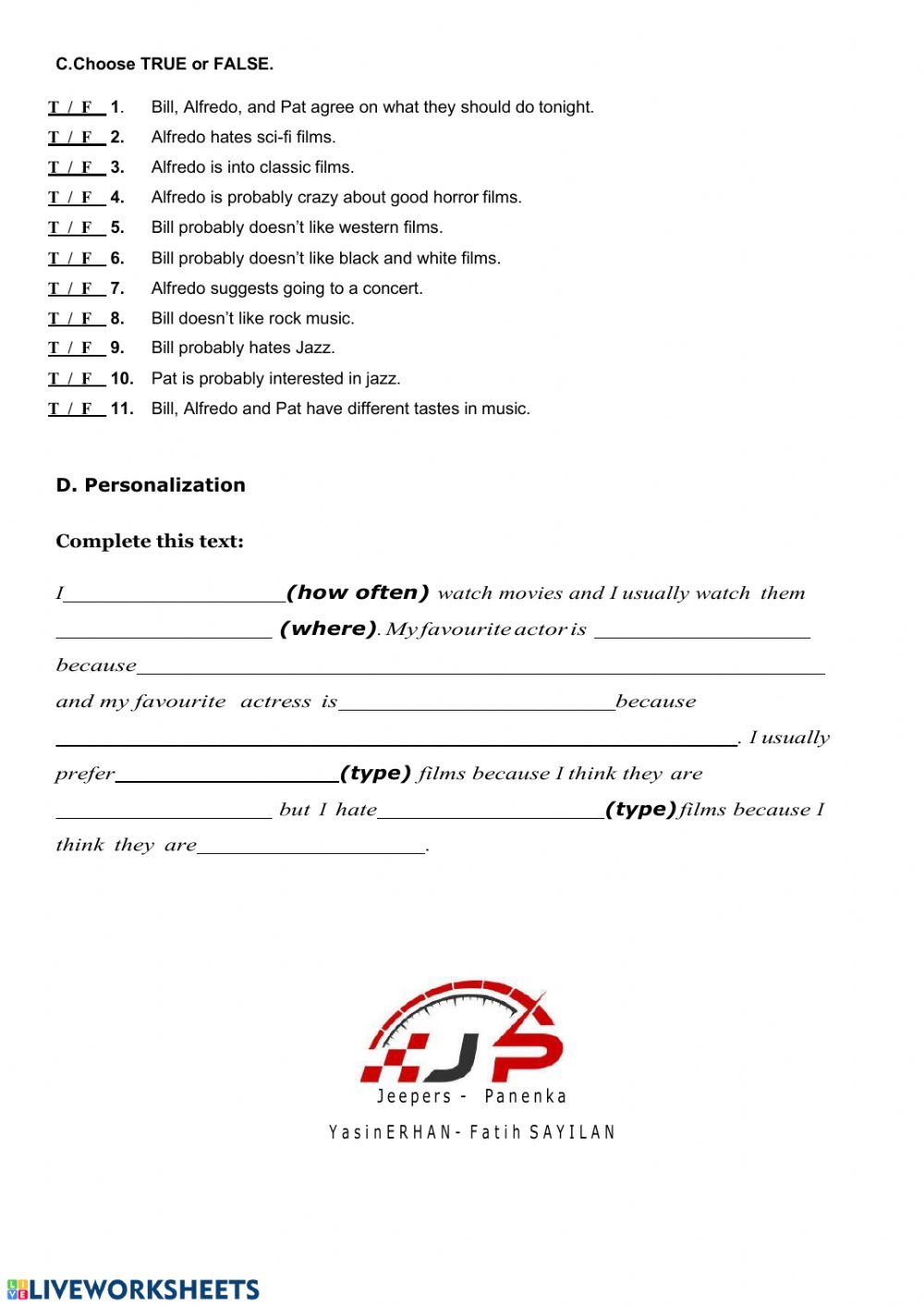 5th grades unıt 6 movies audio worksheet