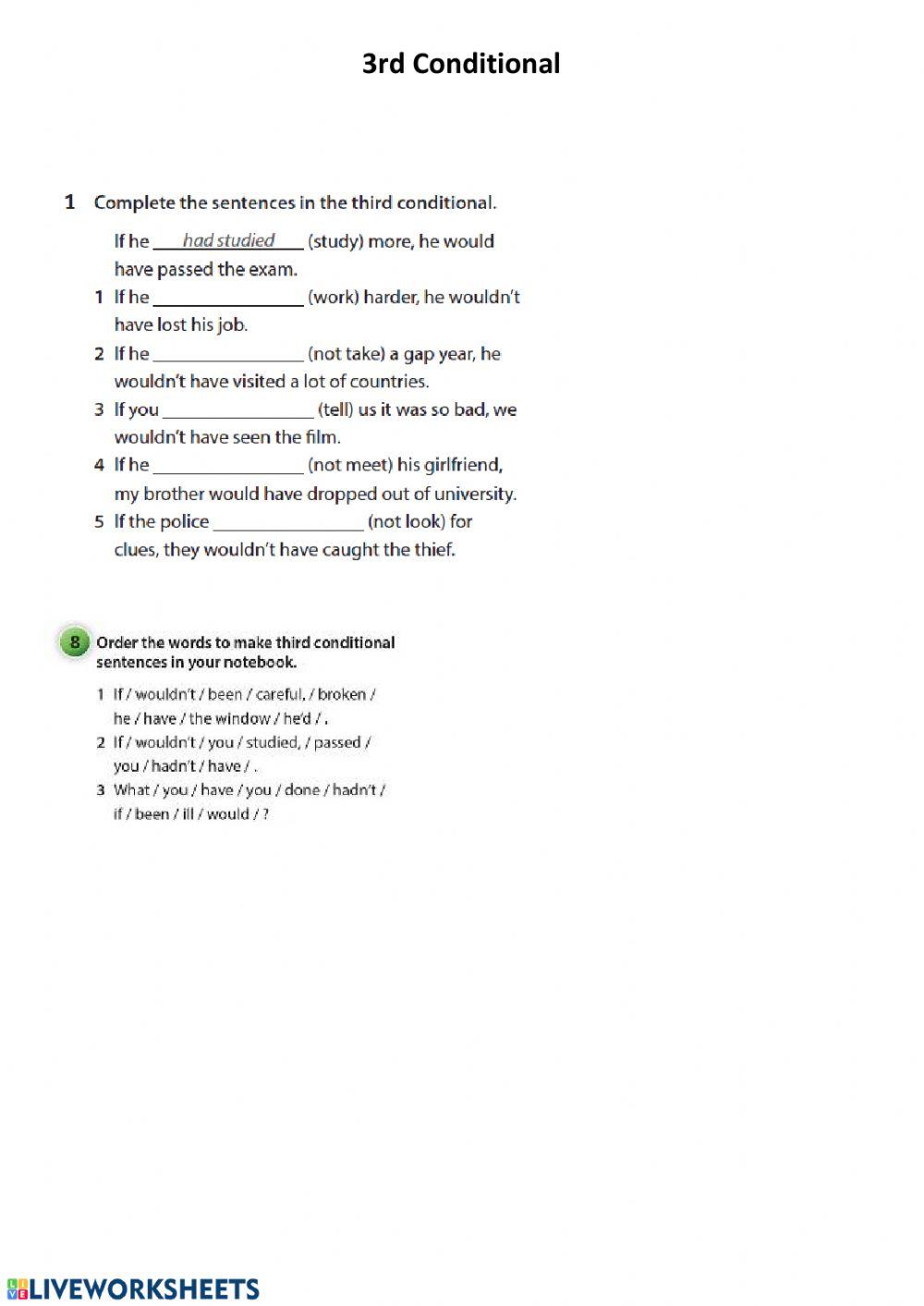 3rd Conditional | Free Interactive Worksheets | 5435006