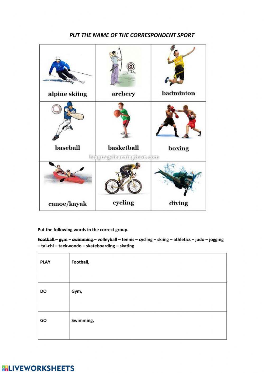 Sports and professions