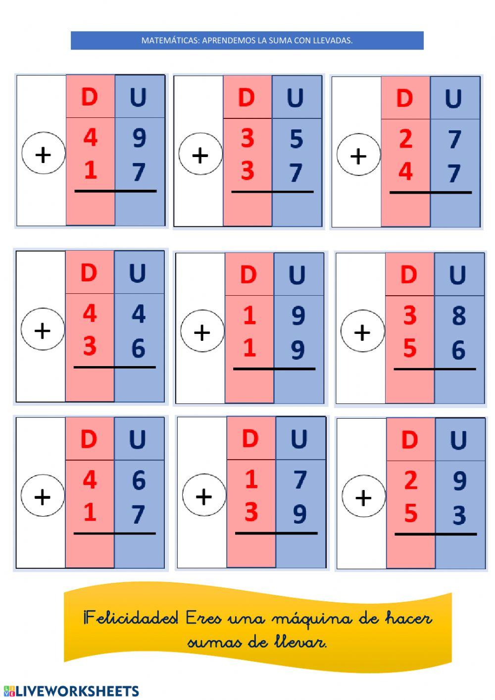 Introducción suma con llevadas