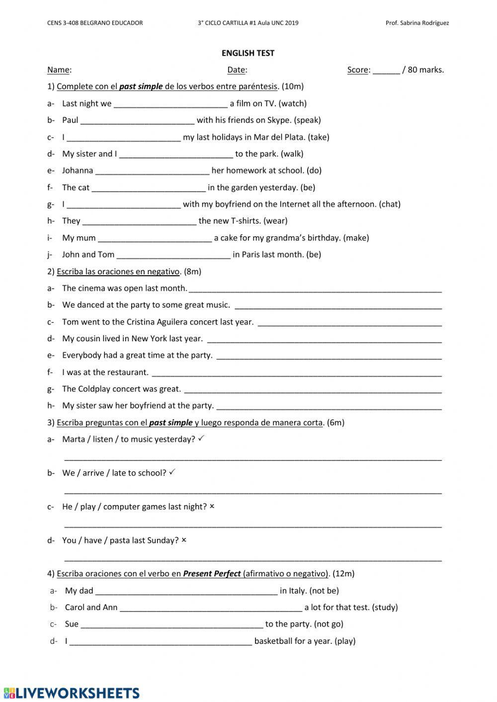 Past simple present perfect