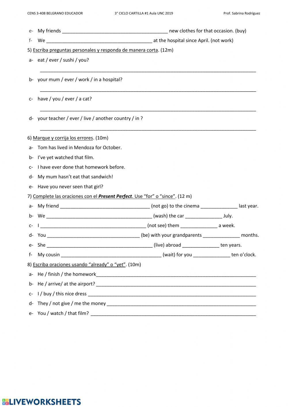 Past simple present perfect