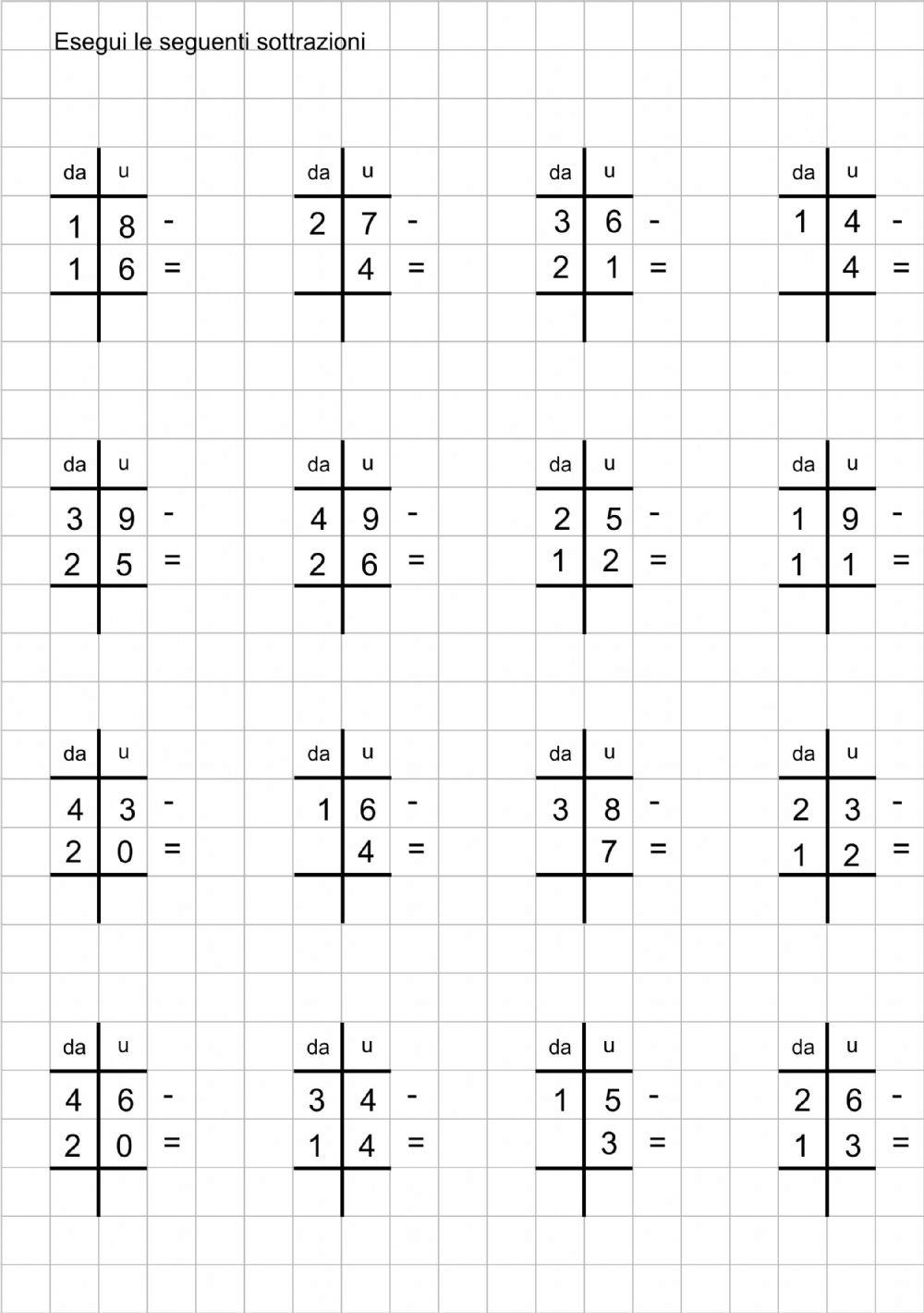 Addizioni con e senza cambio