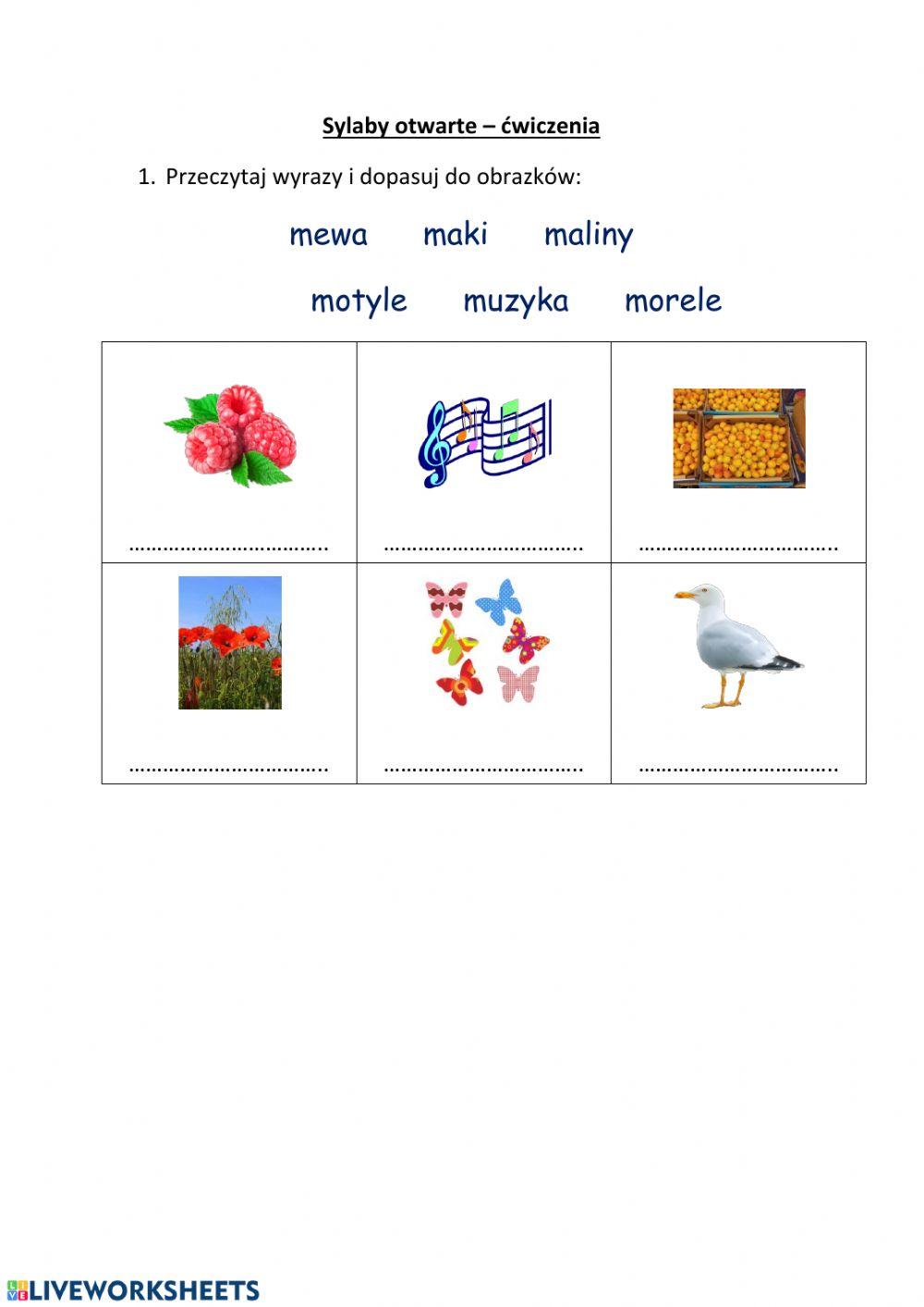 Czytanie sylab otwartych 2