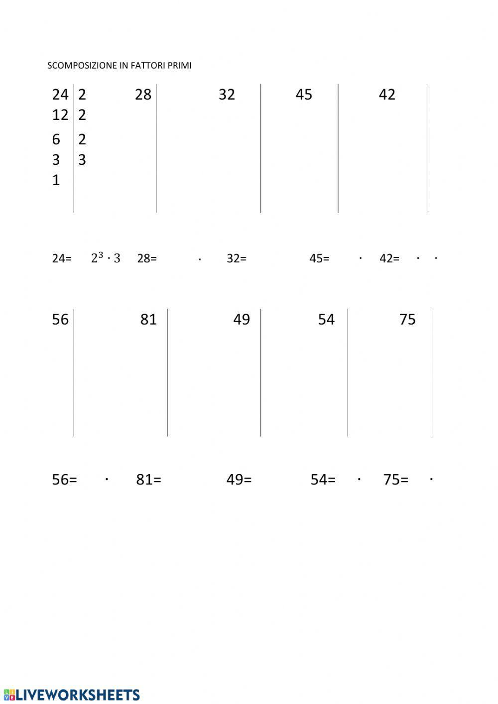 Scomposizione in fattori primi