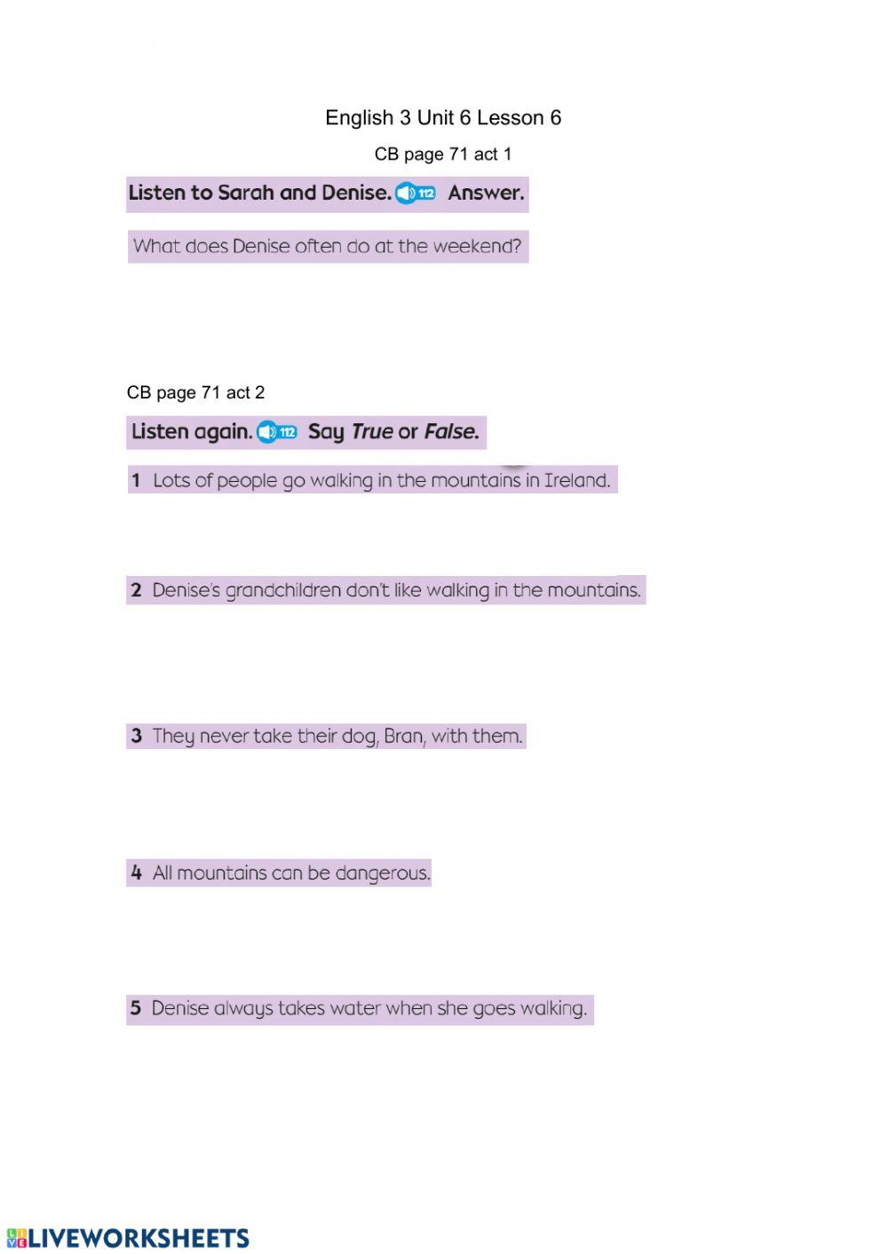 Questions about a listening