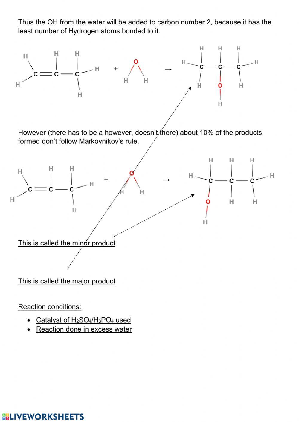 Organic reactions worksheet 4