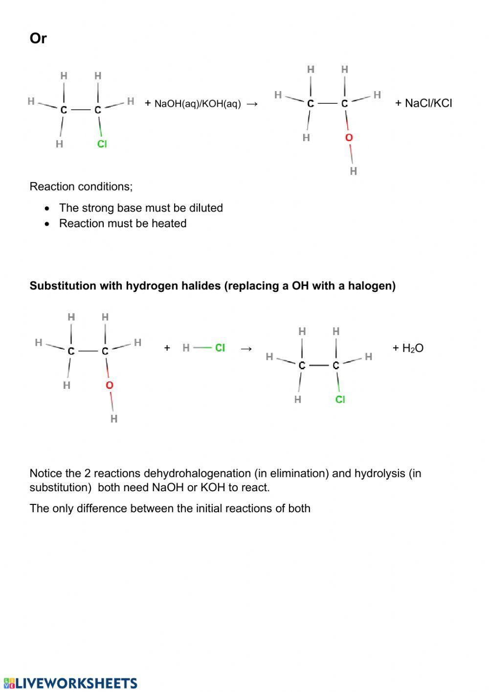 Organic reactions worksheet 5