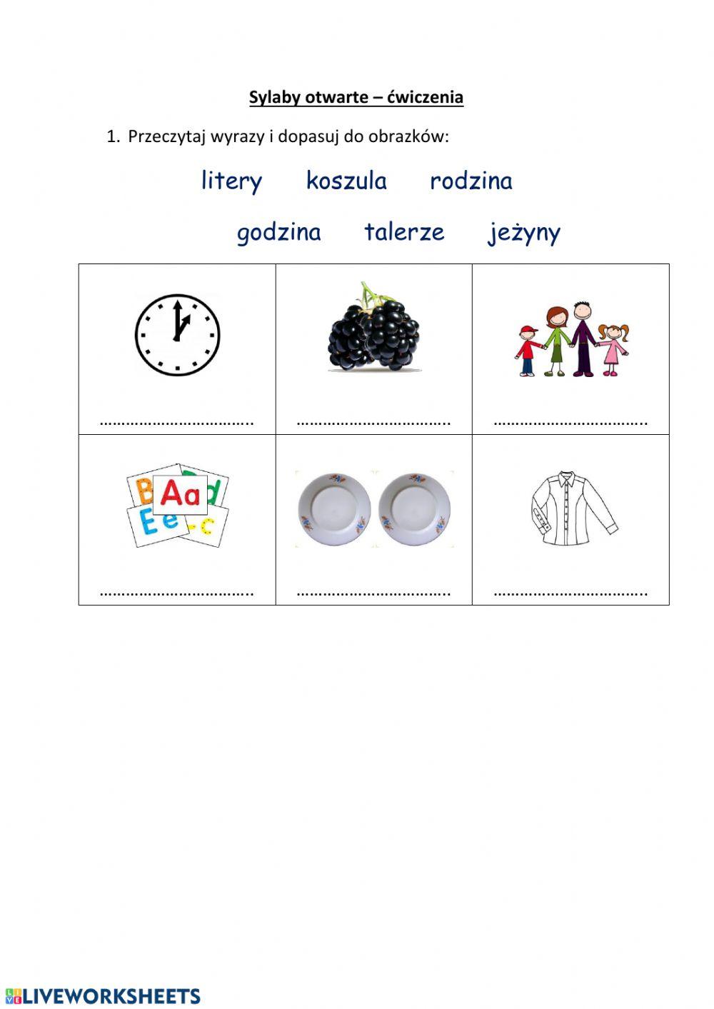 Czytanie sylab otwartych 3