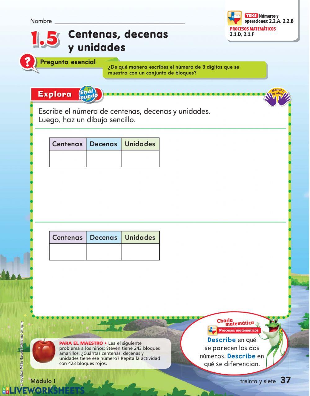 Unidades Decenas Centenas