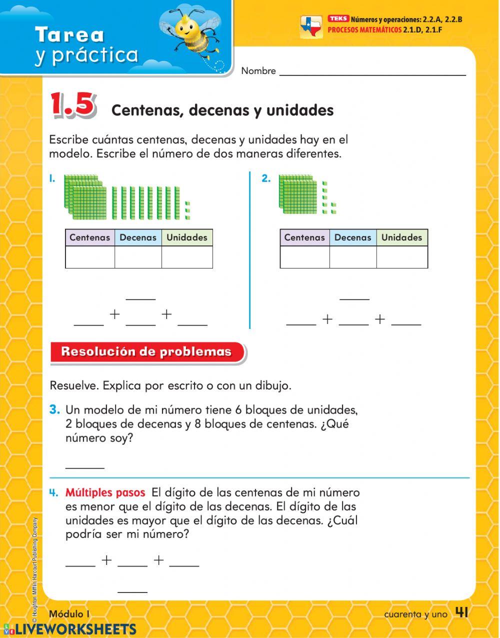 Unidades Decenas Centenas