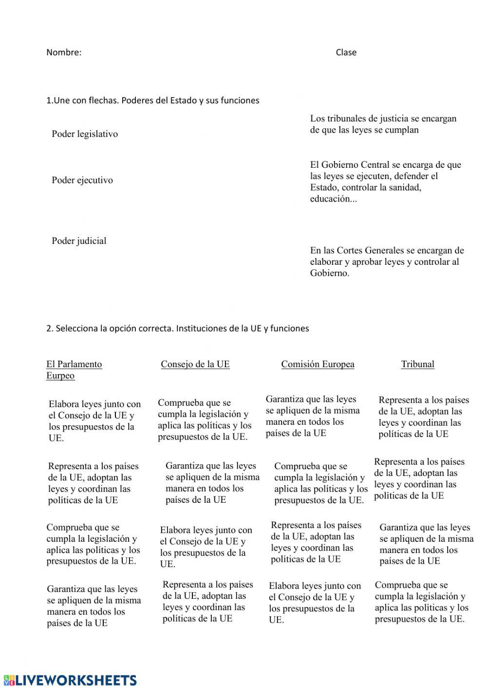 Los poderes del estado y la UE