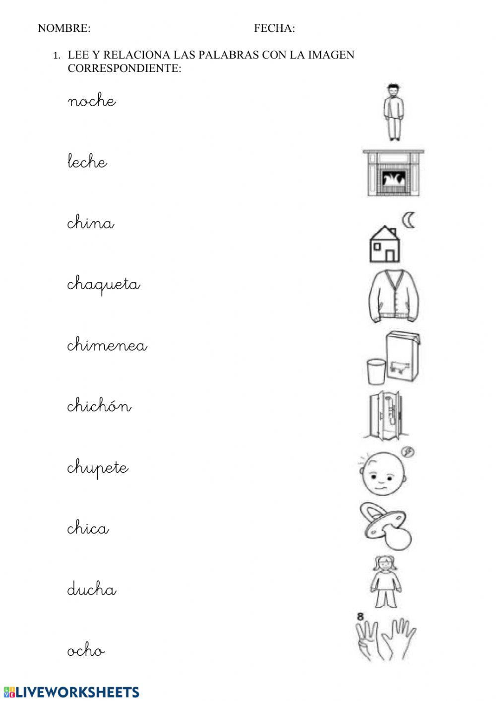 Relacionar palabra con dibujo Relacionar palabra con dibujo